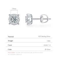 Ig Style Elegant Geometric Solid Color Sterling Silver Gra Plating Inlay Moissanite Rhodium Plated Ear Studs main image 9
