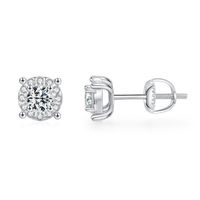 Ig Style Elegant Geometric Solid Color Sterling Silver Gra Plating Inlay Moissanite Rhodium Plated Ear Studs sku image 1
