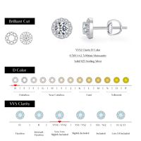 Ig Style Elegant Geometric Sterling Silver Gra Plating Inlay Moissanite Rhodium Plated Ear Studs main image 3