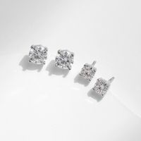 Ig Style Elegant Geometric Solid Color Sterling Silver Gra Plating Inlay Moissanite Rhodium Plated Ear Studs main image 3