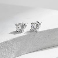 Ig Style Elegant Geometric Solid Color Sterling Silver Gra Plating Inlay Moissanite Rhodium Plated Ear Studs main image 7