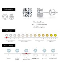 Ig Style Elegant Geometric Solid Color Sterling Silver Gra Plating Inlay Moissanite Rhodium Plated Ear Studs main image 2