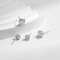 Ig Style Elegant Geometric Solid Color Sterling Silver Gra Plating Inlay Moissanite Rhodium Plated Ear Studs main image 6
