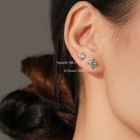 Ig Style Elegant Geometric Solid Color Sterling Silver Gra Plating Inlay Moissanite Rhodium Plated Ear Studs main image 1
