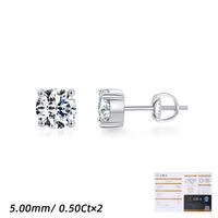 Ig Style Elegant Geometric Solid Color Sterling Silver Gra Plating Inlay Moissanite Rhodium Plated Ear Studs sku image 1
