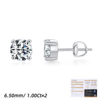 Ig Style Elegant Geometric Solid Color Sterling Silver Gra Plating Inlay Moissanite Rhodium Plated Ear Studs sku image 2