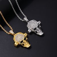 Hip-hop Punk Skull Stainless Steel Alloy Plating Inlay Rhinestones White Gold Plated Gold Plated Men's Pendant Necklace main image 1