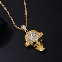 Hip-hop Punk Skull Stainless Steel Alloy Plating Inlay Rhinestones White Gold Plated Gold Plated Men's Pendant Necklace main image 4