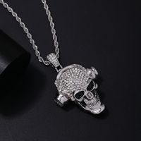 Hip-hop Punk Skull Stainless Steel Alloy Plating Inlay Rhinestones White Gold Plated Gold Plated Men's Pendant Necklace main image 5