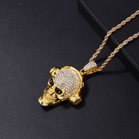 Hip-hop Punk Skull Stainless Steel Alloy Plating Inlay Rhinestones White Gold Plated Gold Plated Men's Pendant Necklace main image 3