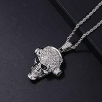 Hip-hop Punk Skull Stainless Steel Alloy Plating Inlay Rhinestones White Gold Plated Gold Plated Men's Pendant Necklace main image 6