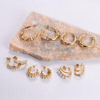 1 Pair Simple Style Solid Color Plating 304 Stainless Steel Pearl 18K Gold Plated Ear Studs main image 4