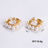 1 Pair Simple Style Solid Color Plating 304 Stainless Steel Pearl 18K Gold Plated Ear Studs main image 5