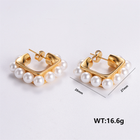 1 Paire Style Simple Couleur Unie Placage Acier Inoxydable 304 Perle Plaqué Or 18K Boucles D'Oreilles sku image 4