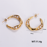 1 Pair Simple Style Solid Color Plating 304 Stainless Steel Pearl 18K Gold Plated Ear Studs main image 8