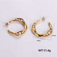 1 Paire Style Simple Couleur Unie Placage Acier Inoxydable 304 Perle Plaqué Or 18K Boucles D'Oreilles main image 8