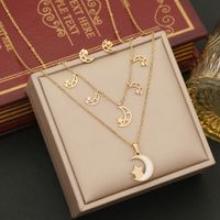 Wholesale Simple Style Star Heart Shape Crown 304 Stainless Steel Copper Plating 18K Gold Plated Zircon Pendant Necklace sku image 1