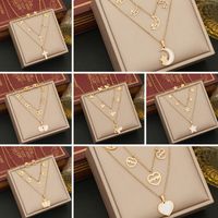 Wholesale Simple Style Star Heart Shape Crown 304 Stainless Steel Copper Plating 18K Gold Plated Zircon Pendant Necklace main image 1
