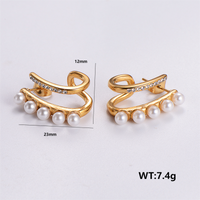 1 Pair Simple Style Solid Color Plating 304 Stainless Steel Pearl 18K Gold Plated Ear Studs sku image 6