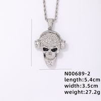 Hip-hop Punk Skull Stainless Steel Alloy Plating Inlay Rhinestones White Gold Plated Gold Plated Men's Pendant Necklace sku image 2