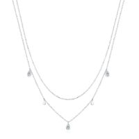 Ig Style Elegant Water Droplets Sterling Silver Gra Plating Inlay Moissanite Rhodium Plated Necklace sku image 1