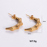 1 Pair Vintage Style Solid Color Plating 304 Stainless Steel 18K Gold Plated Ear Studs main image 7
