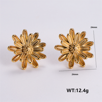 1 Pair Vintage Style Solid Color Plating 304 Stainless Steel 18K Gold Plated Ear Studs main image 6