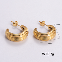 1 Pair Vintage Style Solid Color Plating 304 Stainless Steel 18K Gold Plated Ear Studs sku image 3