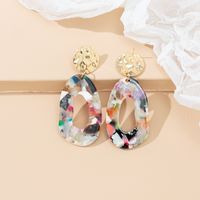 1 Piece Simple Style Commute Circle Round Lacquer Painting Plating Hollow Out Arylic Metal Gold Plated Drop Earrings main image 4