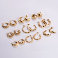 1 Pair Vintage Style Solid Color Plating 304 Stainless Steel 18K Gold Plated Ear Studs main image 1