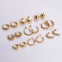 1 Paire Style Vintage Couleur Unie Placage Acier Inoxydable 304 Plaqué Or 18K Boucles D'Oreilles main image 1