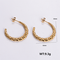 1 Pair Vintage Style Solid Color Plating 304 Stainless Steel 18K Gold Plated Ear Studs main image 5