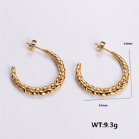 1 Paire Style Vintage Couleur Unie Placage Acier Inoxydable 304 Plaqué Or 18K Boucles D'Oreilles main image 5