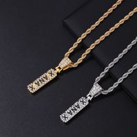 Hip-hop Punk Logo Letter Stainless Steel Alloy Plating Inlay Rhinestones White Gold Plated Gold Plated Men's Pendant Necklace main image 6