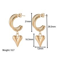 Fashion Heart Shape Titanium Steel Plating Earrings 1 Pair sku image 2