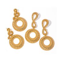 1 Pair IG Style Vintage Style Texture Circle Snake-Shaped Ea565201 Plating 304 Stainless Steel Drop Earrings main image 3