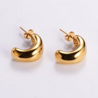 1 Pair Vintage Style Solid Color Plating 304 Stainless Steel 18K Gold Plated Ear Studs sku image 7