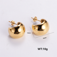 1 Pair Vintage Style Solid Color Plating 304 Stainless Steel 18K Gold Plated Ear Studs sku image 2