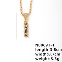 Hip-hop Punk Logo Letter Stainless Steel Alloy Plating Inlay Rhinestones White Gold Plated Gold Plated Men's Pendant Necklace sku image 1