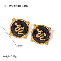 1 Pair IG Style Cool Style Snake Enamel 304 Stainless Steel 18K Gold Plated Ear Studs sku image 1
