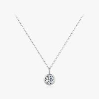 Ig-stil Elegant Runden Sterling Silber Gra Überzug Inlay Moissanit Überzogen Mit Rhodium Halskette Mit Anhänger main image 6