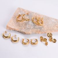 1 Pair Vintage Style Irregular Solid Color Plating 304 Stainless Steel 18K Gold Plated Ear Studs main image 2