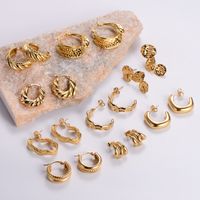 1 Pair Vintage Style Irregular Solid Color Plating 304 Stainless Steel 18K Gold Plated Ear Studs main image 1
