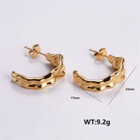 1 Pair Vintage Style Irregular Solid Color Plating 304 Stainless Steel 18K Gold Plated Ear Studs main image 7