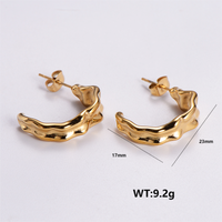 1 Pair Vintage Style Irregular Solid Color Plating 304 Stainless Steel 18K Gold Plated Ear Studs sku image 5