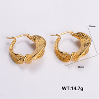 1 Pair Vintage Style Irregular Solid Color Plating 304 Stainless Steel 18K Gold Plated Ear Studs main image 6