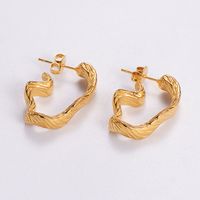 1 Pair Vintage Style Irregular Solid Color Plating 304 Stainless Steel 18K Gold Plated Ear Studs sku image 1