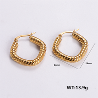 1 Pair Vintage Style C Shape Round Plating 304 Stainless Steel 18K Gold Plated Ear Studs main image 7