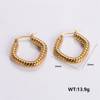 1 Pair Vintage Style C Shape Round Plating 304 Stainless Steel 18K Gold Plated Ear Studs sku image 3