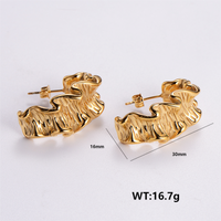 1 Pair Vintage Style C Shape Round Plating 304 Stainless Steel 18K Gold Plated Ear Studs sku image 4